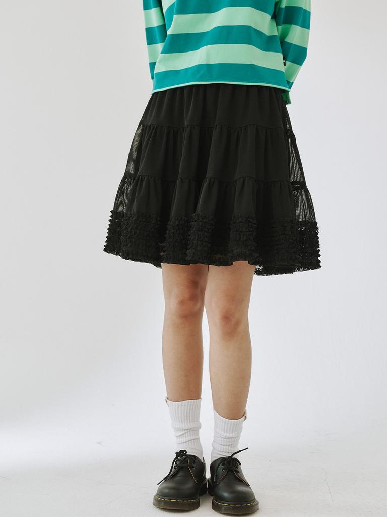 Peullijeupeulojegteu Mesh Skirt, Black