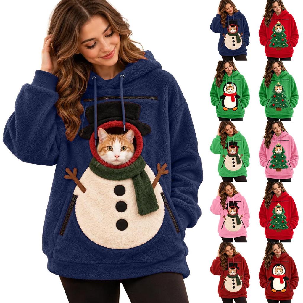 Unisex Long Sleeve Pet Dog Pocket Sweatshirt Hoodie, Loose Casual Warm Pullover