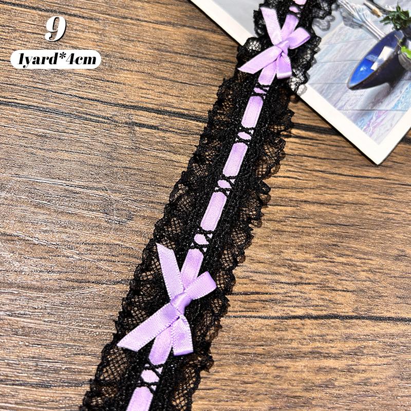 1Yard Bow Pleated Lace Trim Handmade Diy Decoration Baby Clothes Skirt Hem Clothing Lace Accessories Curtains Home Decoration