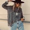 Women's Sequin Fringe Long Sleeve Crew Neck Top, Vintage Loose Fashion Blouse for European & American,  New Arrival
