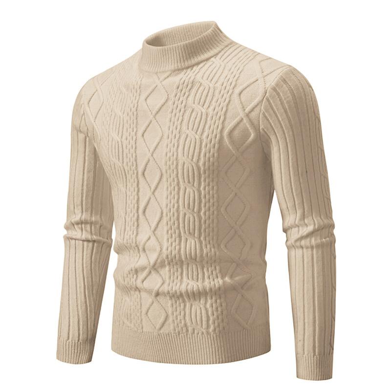 2025 Autumn Men Weave Sweaters Men Warm Half Neck Solid Color Knitted Pullover Sweater Streetwear Homme Casual Harajuku Sweater