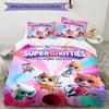 3pcs Super Kitties Adventures1 Design Cover Set - HD Printed Bedding with 1 Cover and 2 Pillowcases - Perfect for Home and Dorm Decor