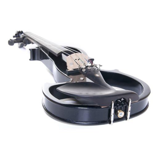 Cecilio CEVN-2BK Solid Wood Silent/Electric Violin (Style 2), 4/4 Full Size, Black Metallic