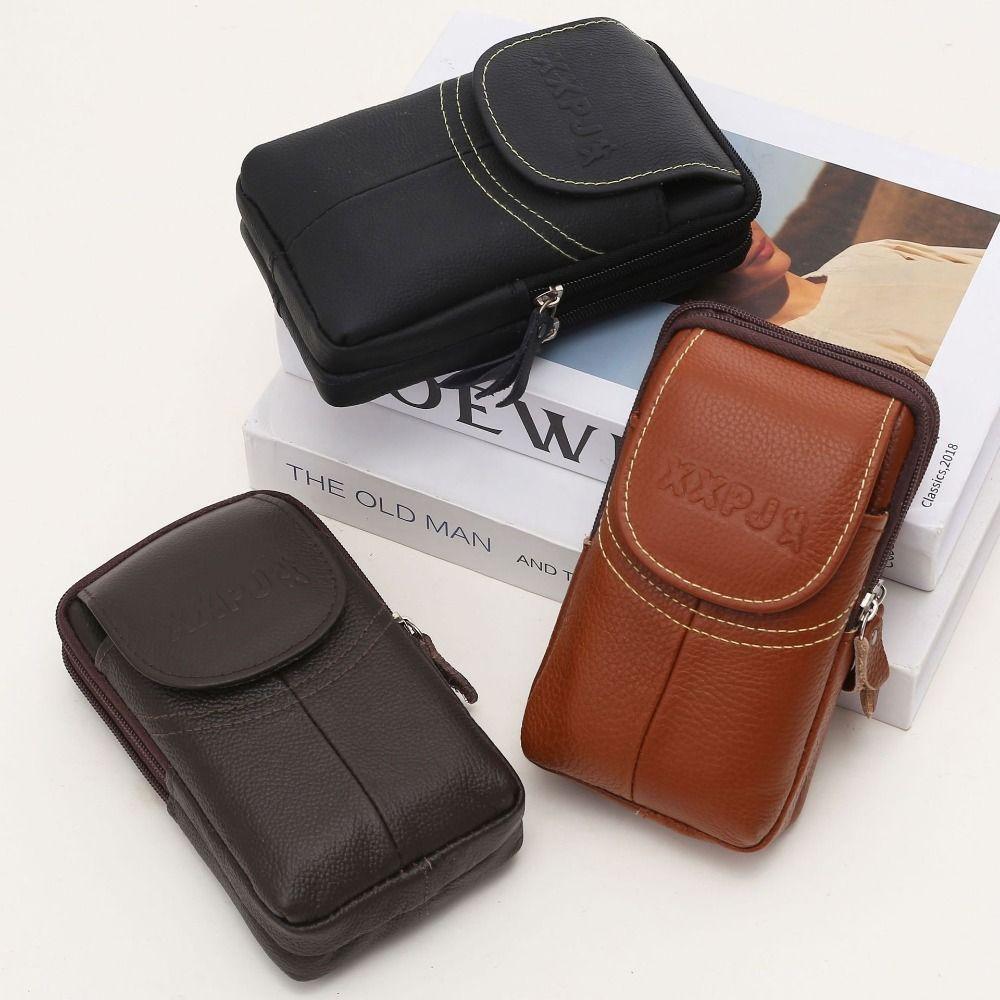 

Vertical Outdoor Sports Waist Bag Solid Color Phone Belt Hanging Pouch Mobile Phone коричневий