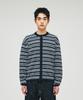 ECORR Washable Cotton Striped Crop Cardigan_Navy