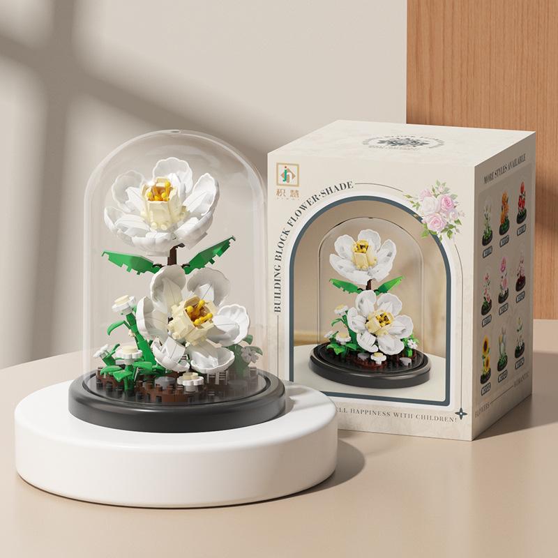 Plastic Plant Bonsai Building Blocks with Dust Cover Desktop Ornaments  Home Decoration