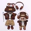 Retro motorcycle wind doll coat pants children's hats headphones glasses 15-17cm rag plush blind box doll dress up accessories