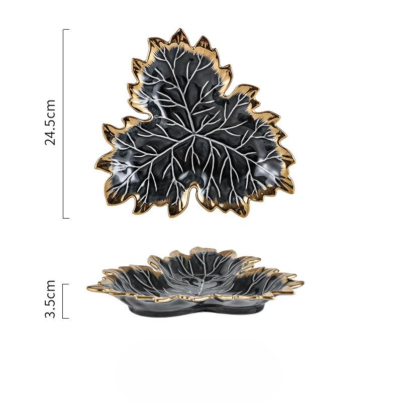 

Керамическая тарелка с кленовым листом в северном стиле, роскошный фруктовый десерт, тарелка для закусок, поднос для хранения ювелирных изделий, предметы интерьера