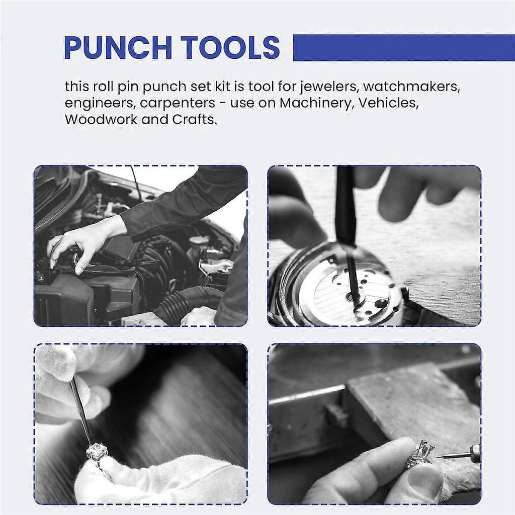 Roll Pin Punch Set with Storage Pouch,Smithing Punch Removing Repair Tools,with Bench Block Pin Punc