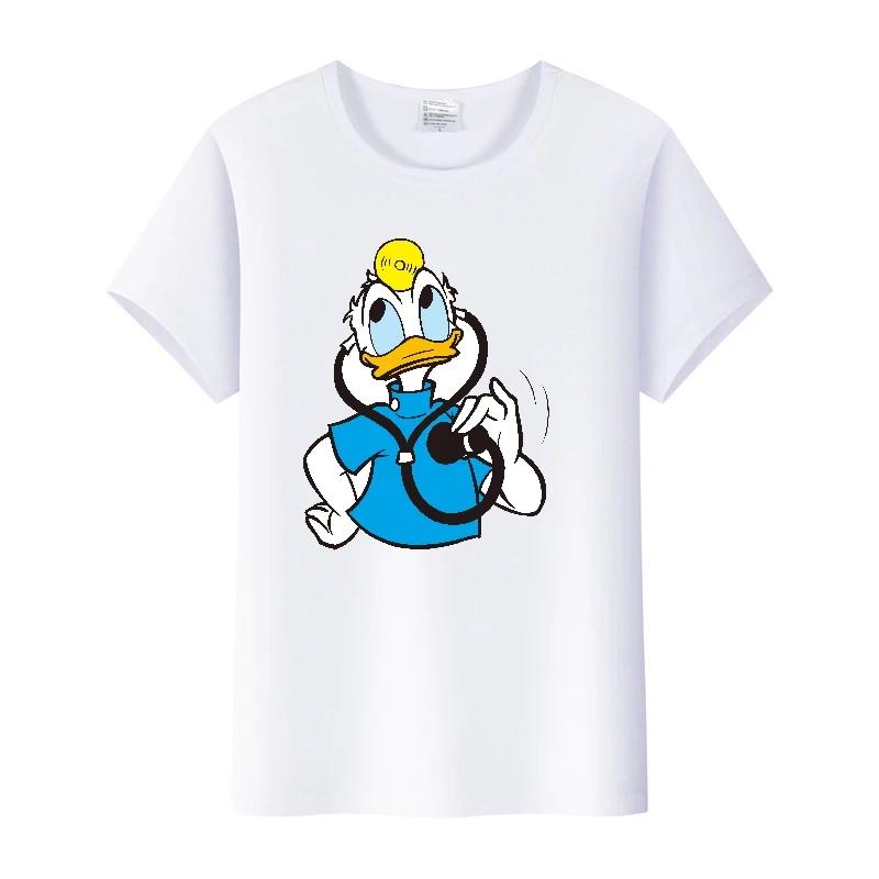 Kawaii Donald Duck Plus Size Tee Ladies Graphic Clothes Summer Women Short Sleeve T-shirt Disney Cartoon Men Tshirt Female Tops