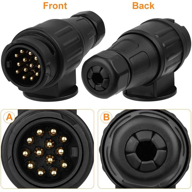 12V 13 Pin Trailer Adapter Electric Trailer Plug Waterproof Plastic 13 Pole Wiring Connector Adapter