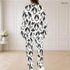 Women Plus Size White Horse Football Printed Round Neck Long Sleeve Top And Pants Two Piece Set
