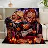 1pz Plaid di Flanella Horror di Halloween di Chucky Regalo, Adatto Sia per Uomini Che per Donne, Morbido Ideale per Letti e Divano, Regalo di Compleanno o Natale