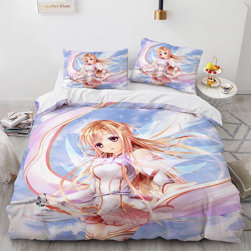 Sword Art Online Bedding Set Anime Duvet Covers King Queen Double Twin Size Adults Kids Bed Linens Single Double Size Decor Home