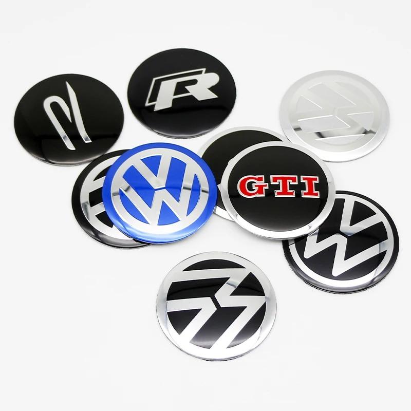 4Pcs For Volkswagen R-Line R GTI Polo Passat T5 Golf Scirocco 56mm Car Wheel Stickers Center Hub Cap Car Emblem Badge Decal