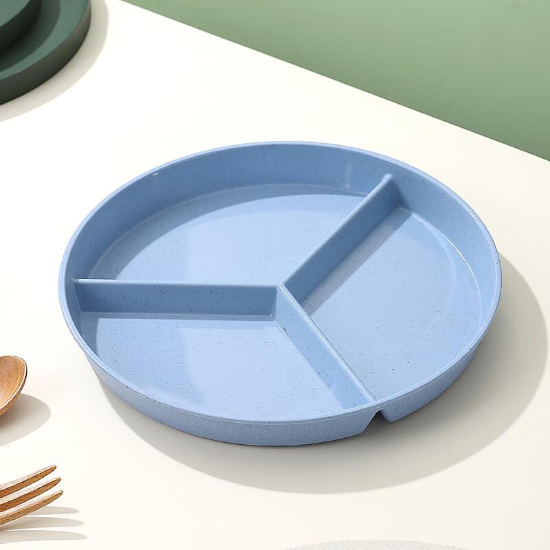ZISIZ Deepened Round 3-Compartment Plastic Dinner Plate