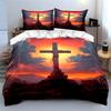 Cross with sunset background. Bedding sets Duvet cover sets Duvet covers Pillowcases(1*Duvet Cover 2*Pillowcases without duvet insert)