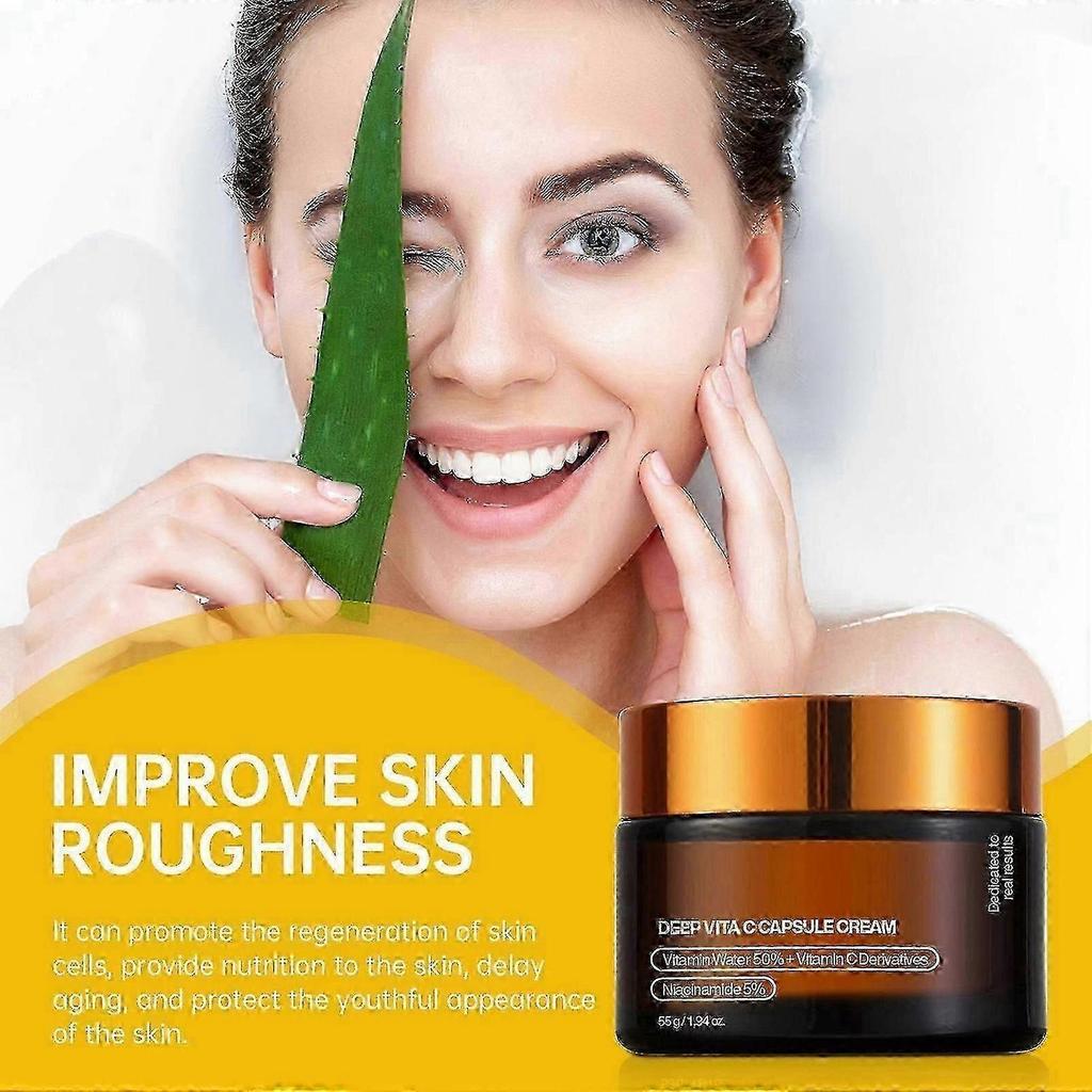 Deep Vita C Kapselcreme - Vitamin C Kapsel Gesichtsfeuchtigkeitsgel mit Kollagen & Niacinamid - Anti-Falten, Straffend, Feuchtigkeitsspendend Haut-TF