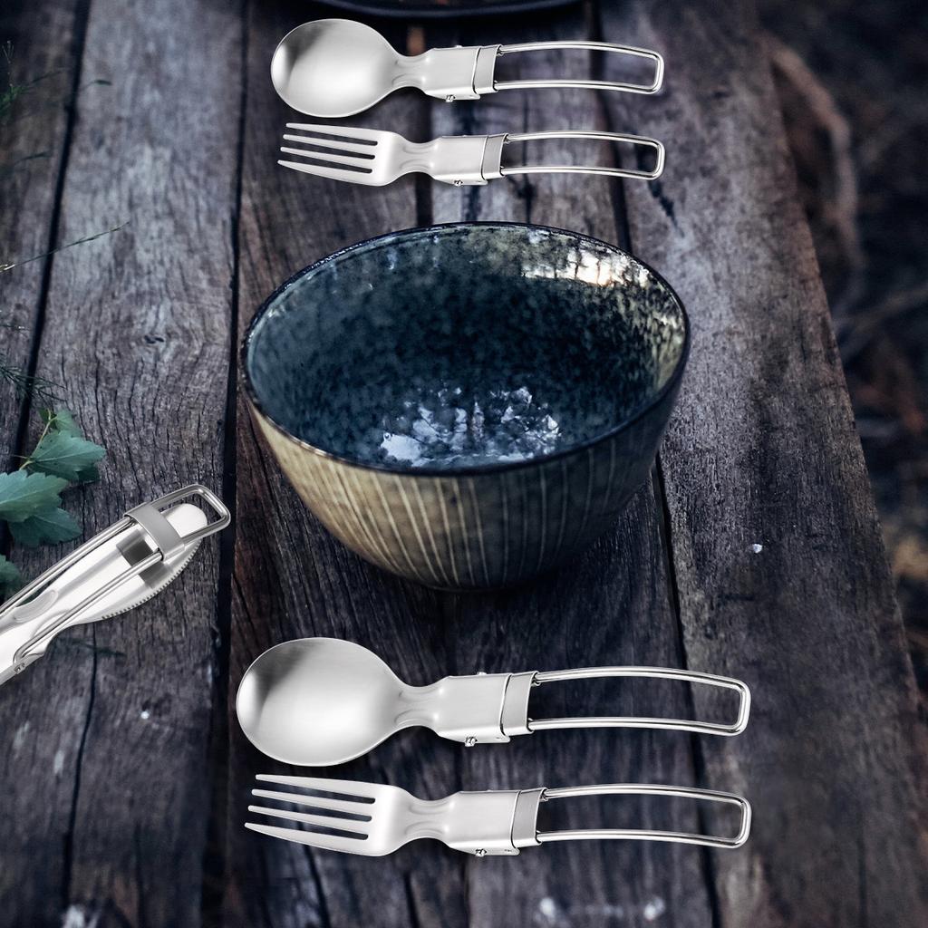 Stainless Steel Outdoor Portable Tableware Set Travel Telescopic Activity Folding Camping Picnic Knife Fork Spoon