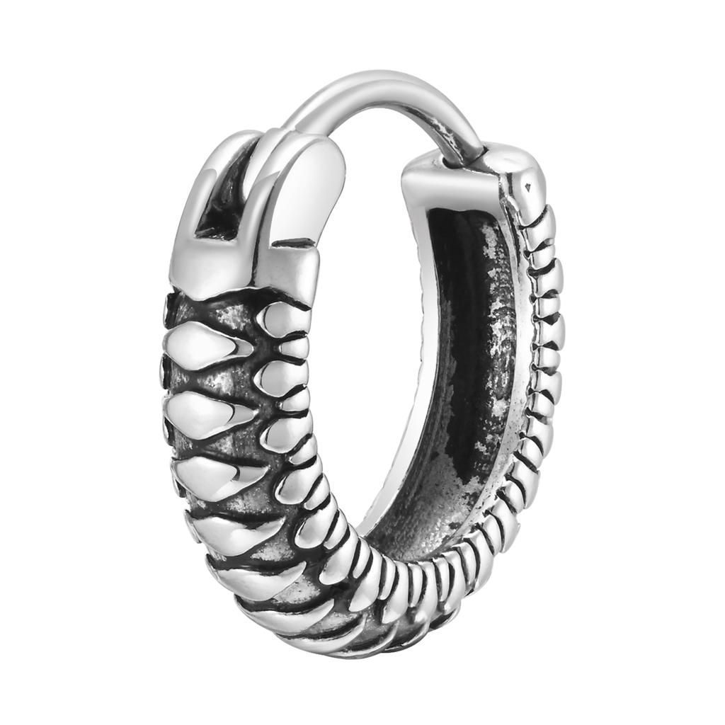 Vnox Vintage Snake Textured Hoop Earrings, Retro Punk Rock Mens Boys Small Hoops, Anti Allergy Stainless Steel Metal Brincos