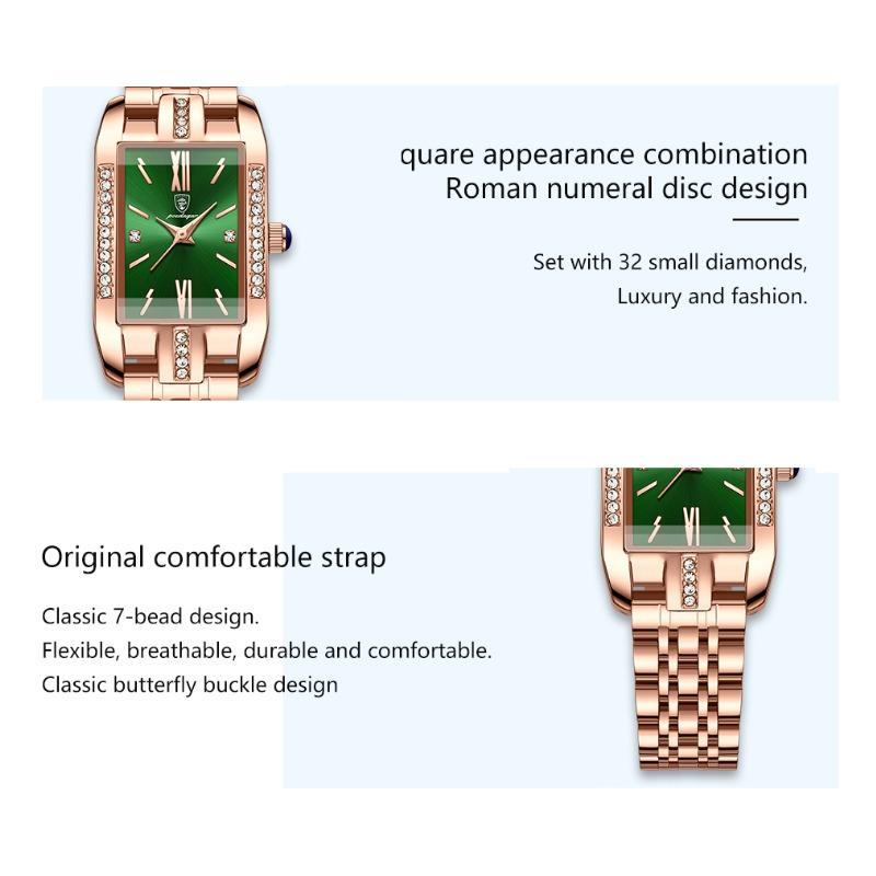 POEDAGAR High Quality Diamond Watch Top Brand Luxury Fashion Business Rectangle Waterproof Quartz Ladies Watches Stainless Steel