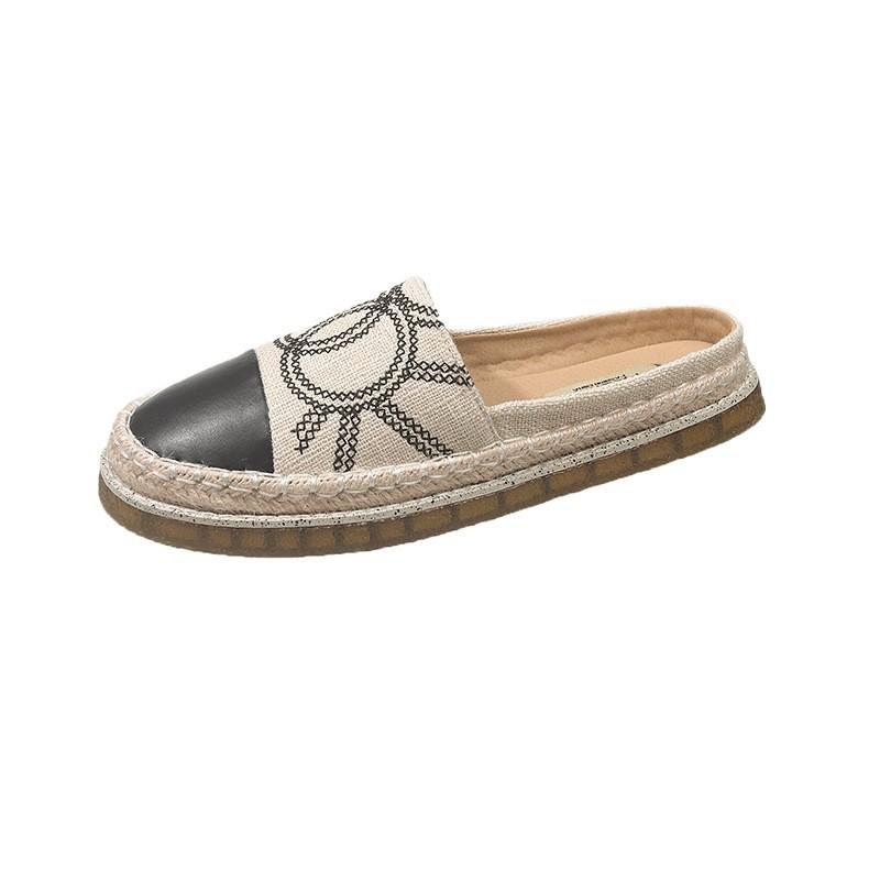 Thick-soled fisherman shoes women's 2025 new summer outer wear woven one-pedal lazy loafers bag head half-drag sandals