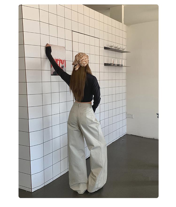 Army Green Retro High-Waisted Wide-Leg Cargo Pants for Women - Slimming and Loose Fit