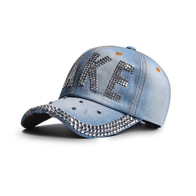 

Big Letter Rhinestone Cowboy Baseball Cap Men Women Hip Hop Demin Adjustable Snapback Sun Hat Casual Outdoor Dad Trucker Hats світло-синій колір