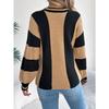 GMXIA Autumn and Winter Casual Color-blocking Striped Lantern Long-sleeved Pullover Sweater Women's Wear