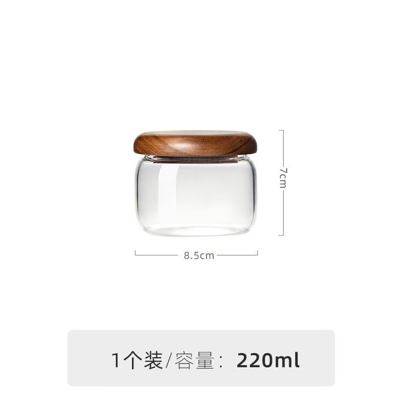 Clear Glass Storage Jars with Wooden Lids Press-type Airtight Kitchen Food Container Tools Home Coffee Bean Grain Organizer Jars