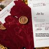 Claret Red Velvet Cloth Luxury French Wedding Invitation with Wax Seal