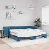 VidaXL Daybed with Trundle Bed and Mattress Blue 100x200 Cm Velvet 3196721