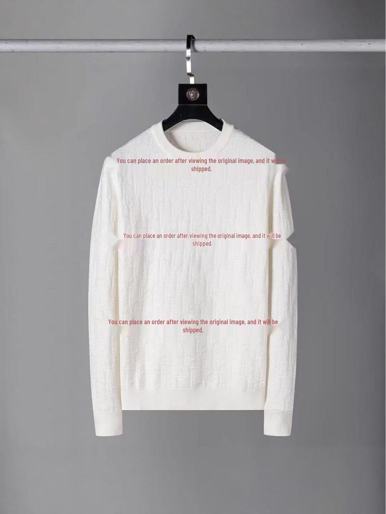 Pánský podzimní/zimní luxusní žakárový pletený svetr s potiskem písmena D