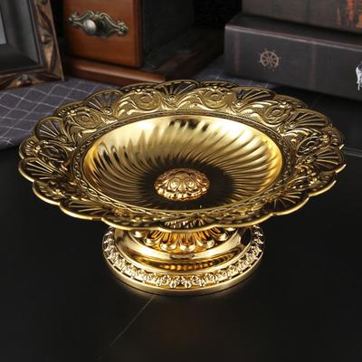 Metal Round Hollow Lace Small Fruit Plate Hotel Buffet Plate Food Display Plate Cold Food Cake Plate