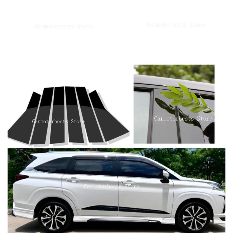 6PCS Glossy Black B C Pillar Posts Sticker Fit For Toyota Veloz Avanza -2025 Window Center Column Cover Trim