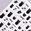 1Pc Black Cat Nail Art Stickers, Halloween Cartoon Animal Self-Adhesive Decals, DIY Nail Salon Art Decorations Animal Print