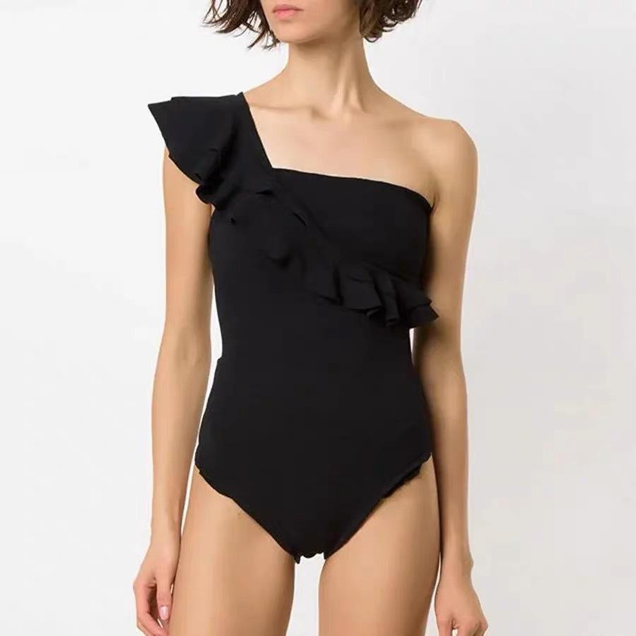 New Sexy One-piece Two-piece Swimsuit Women's One-shoulder Chiffon Print Skirt Swimsuit Set