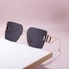 Gafas de Sol sin Montura con Adorno de Diamantes Marea para Mujer Patilla Hueca Gafas de Sol de Montura Grande Gafas para Mujer