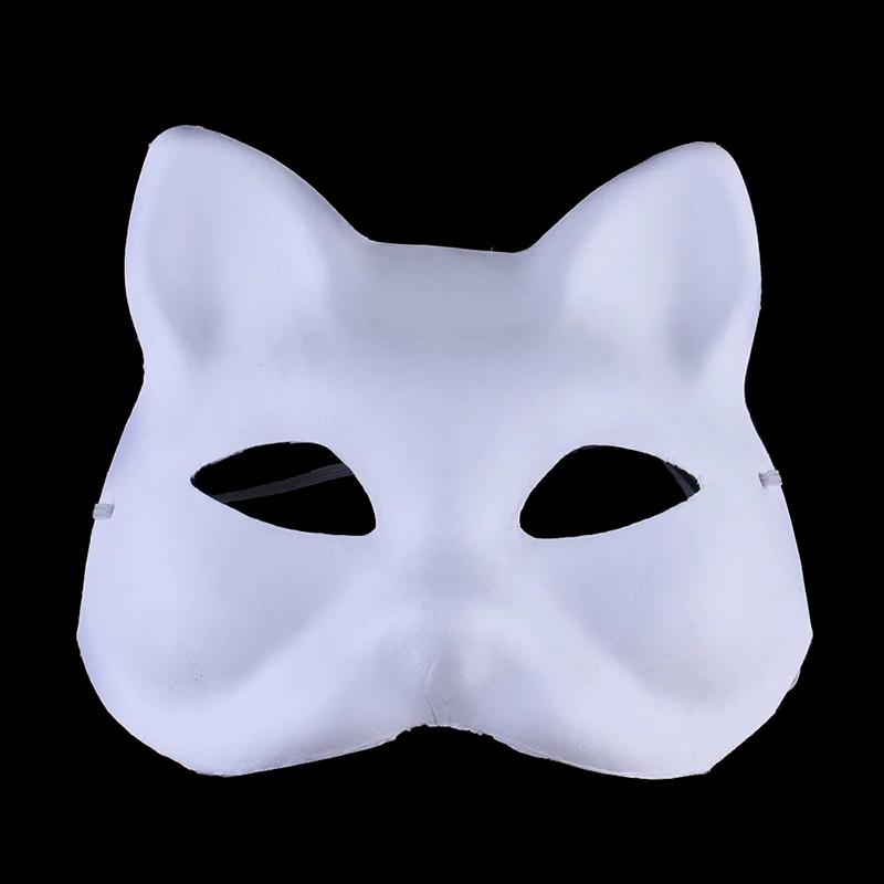 Anime Foxes Mask Japanese Cosplay Rave Håndmalt Anime Demon Slayer Half Face Cat Masks Halloween Dress Up Festival rekvisita