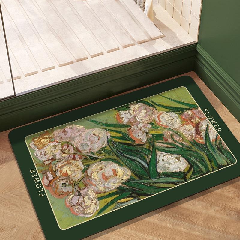 1PC Light Luxury Elegant Diatomaceous Mud Mat Bathroom Absorbent Non-Slip Mat Home Toilet Easy To Care Mat Home Decor