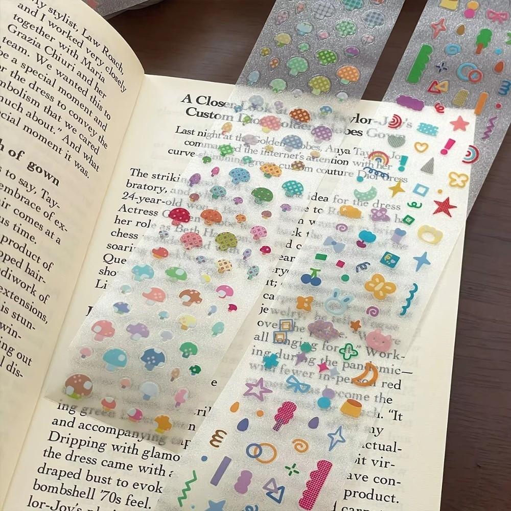 Mushroom Pattern PET Sticker Tapes Basic Material Removable Stationery Stickers Waterproof DIY Graffiti Star Decor Stickers
