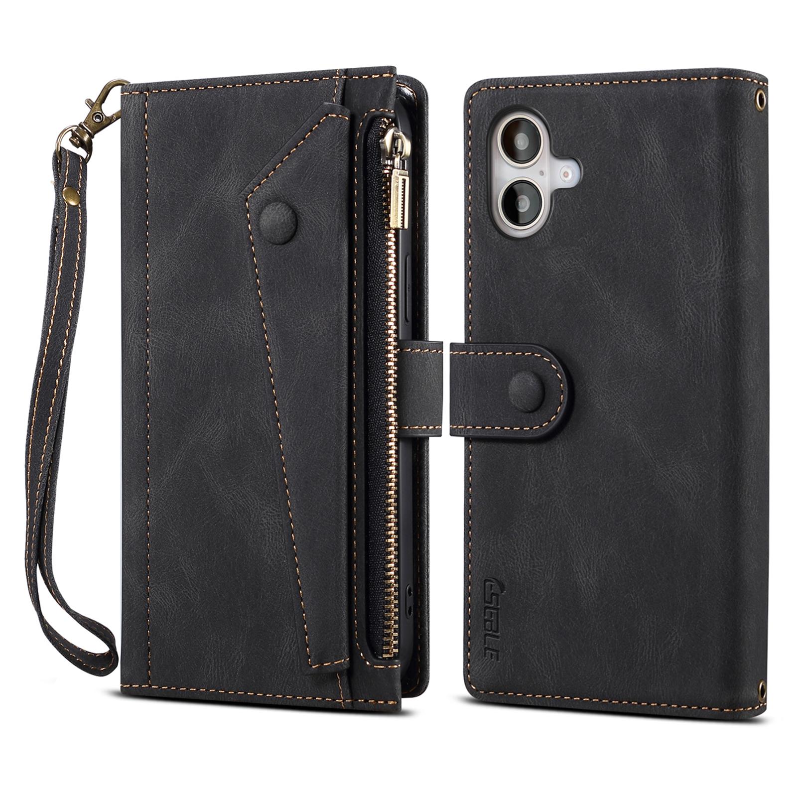 

ESEBLE Star Series For iPhone 16 Case Zipper Wallet Leather Stand Phone Cover