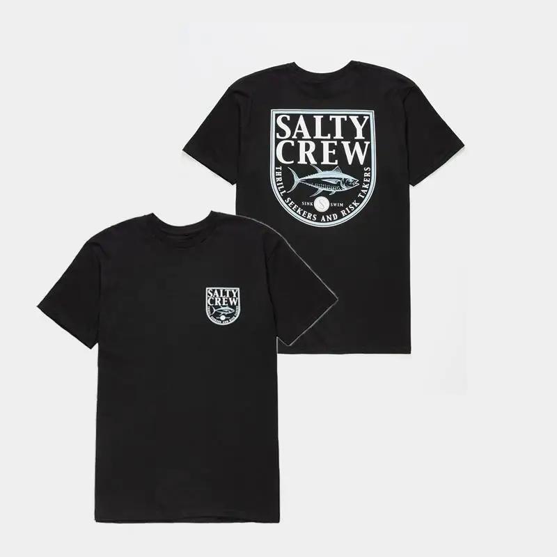 2026 Salty Crewhang Seafarer Fish Fish Rock Punk American Simple T-shirt Vintage Loose Crew Neck Short Sleeve T-shirt Tops Tees