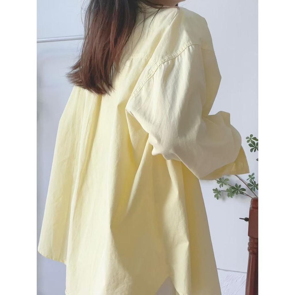 Women Spliced Solid Color Pocket Shirts Korean Loose Lapel Female Long Sleeved Blouses Summer Sun Protection Woman's Cardigan Top