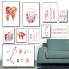 Watercolor Teeth Implant Canvas Painting Tooth Fairy Dental Art Poster Dentist Anatomy Print Wall Pictures Hospital Clinic Decor