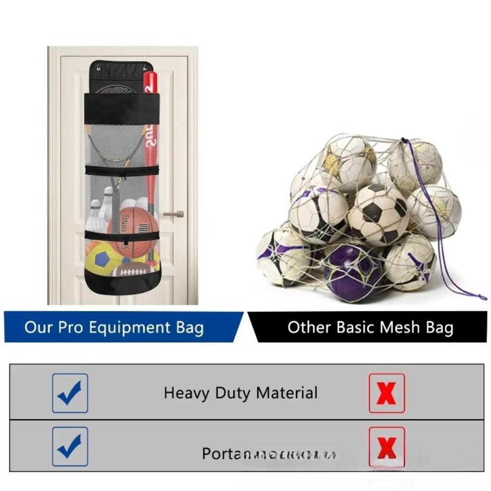 Door Rear Ball Storage Container Metal Hooks Football Storage Basket  Tennis Pickleball