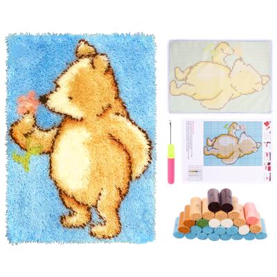 3D Latch Hook Rug Kit DIY Handcraft Rug Beginner Making Kit 3D Bear/Owl Shaped Pattern Segment Embroidery Pillow Sofa Cushions