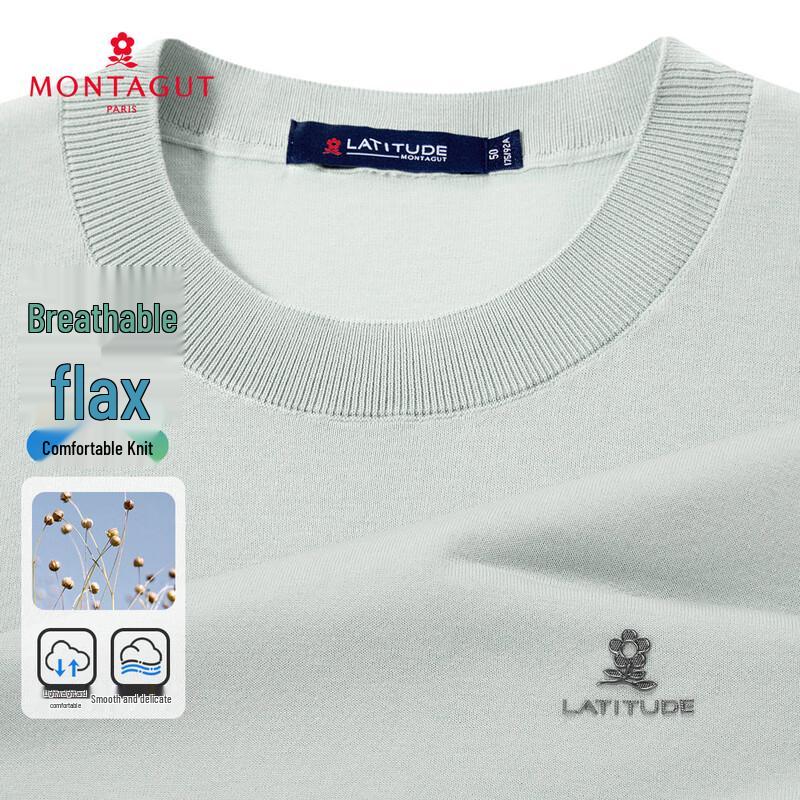 MONTAGUT Men s Casual Linen Blend Short Sleeve T-Shirt XL серый