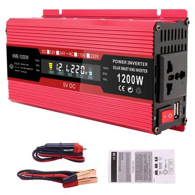 1200W menič napájania do auta 12V na 220V AC konvertor Solárny invertor LCD digitálna modifikovaná sinusová vlna