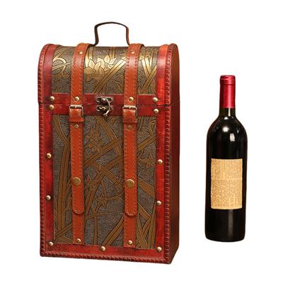 Antieke Stijlen Stevige Houten Wijnflesdoos voor Elegante Geschenkpresentatie en Opslag bij Bruiloften of Jubilea